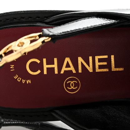Chanel Glazed Calfskin CC Slingback Flats 37 Black 7 of 10