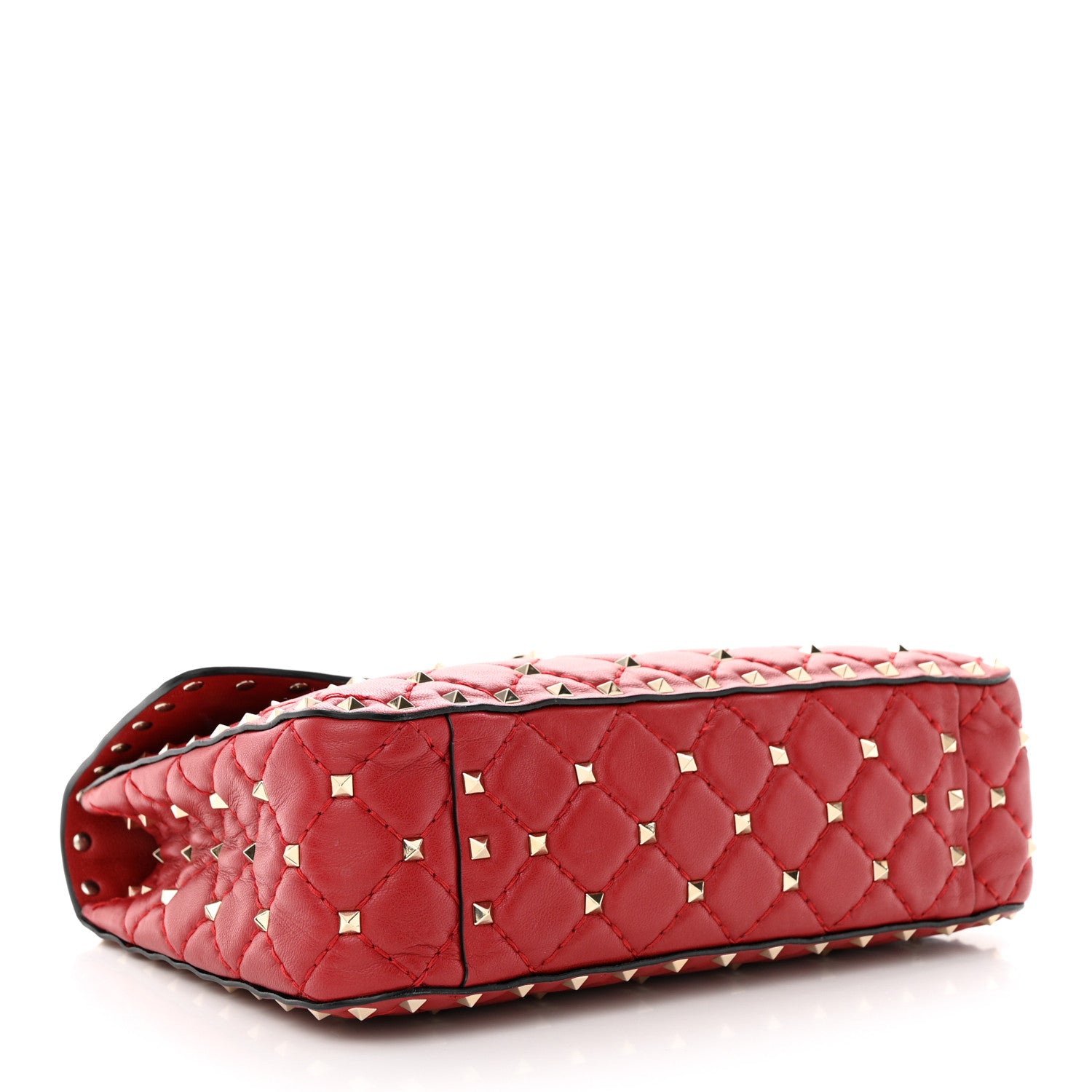 Valentino Garavani Lambskin Medium Rockstud Spike Shoulder Bag Red 5 of 13