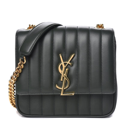 Saint Laurent Lambskin Matelasse Monogram Medium Vicky Chain Bag Algae 1 of 10