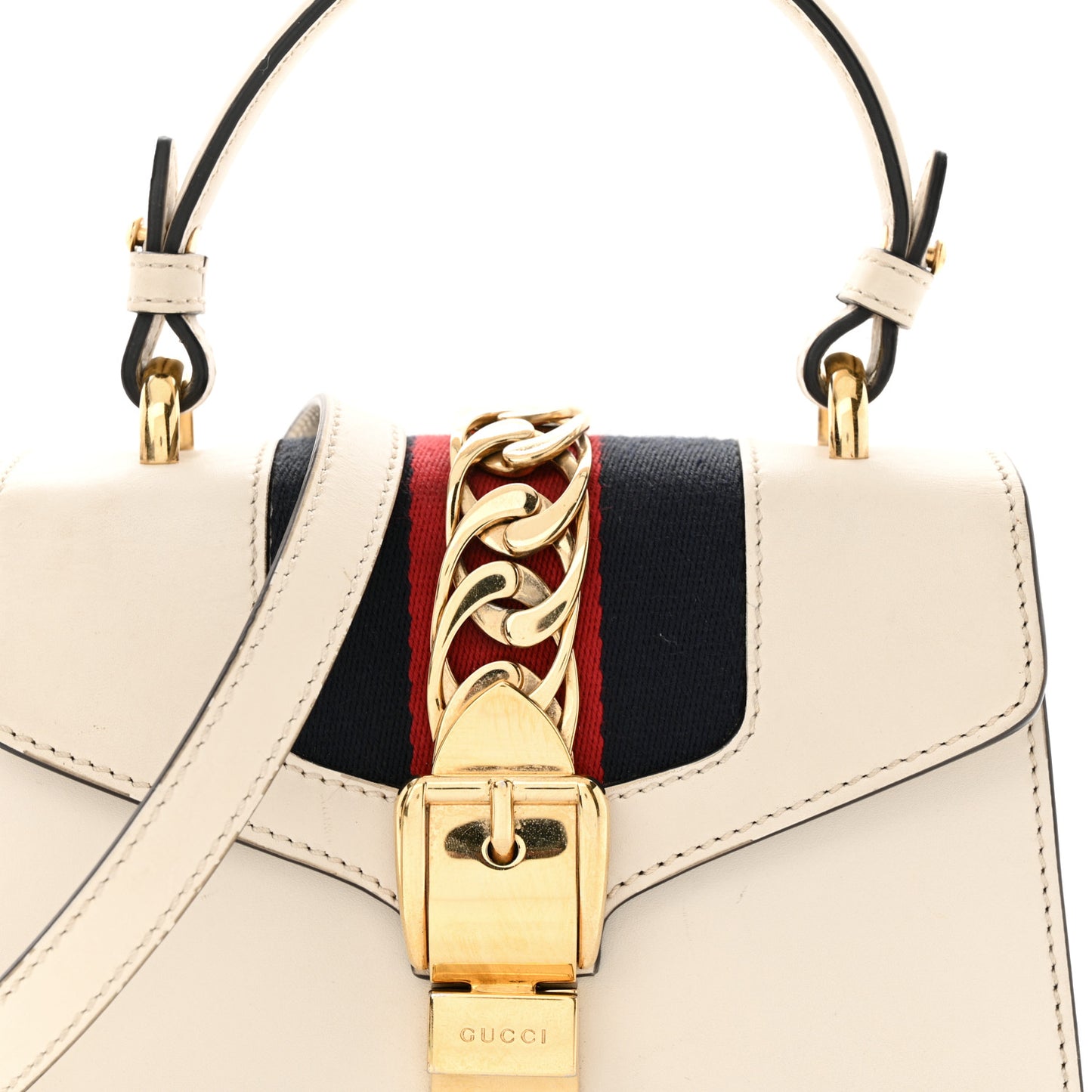 Calfskin Mini Sylvie Top Handle Bag White