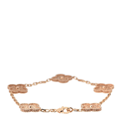 Van Cleef & Arpels 18K Rose Gold 5 Motifs Vintage Alhambra Bracelet 3 of 7