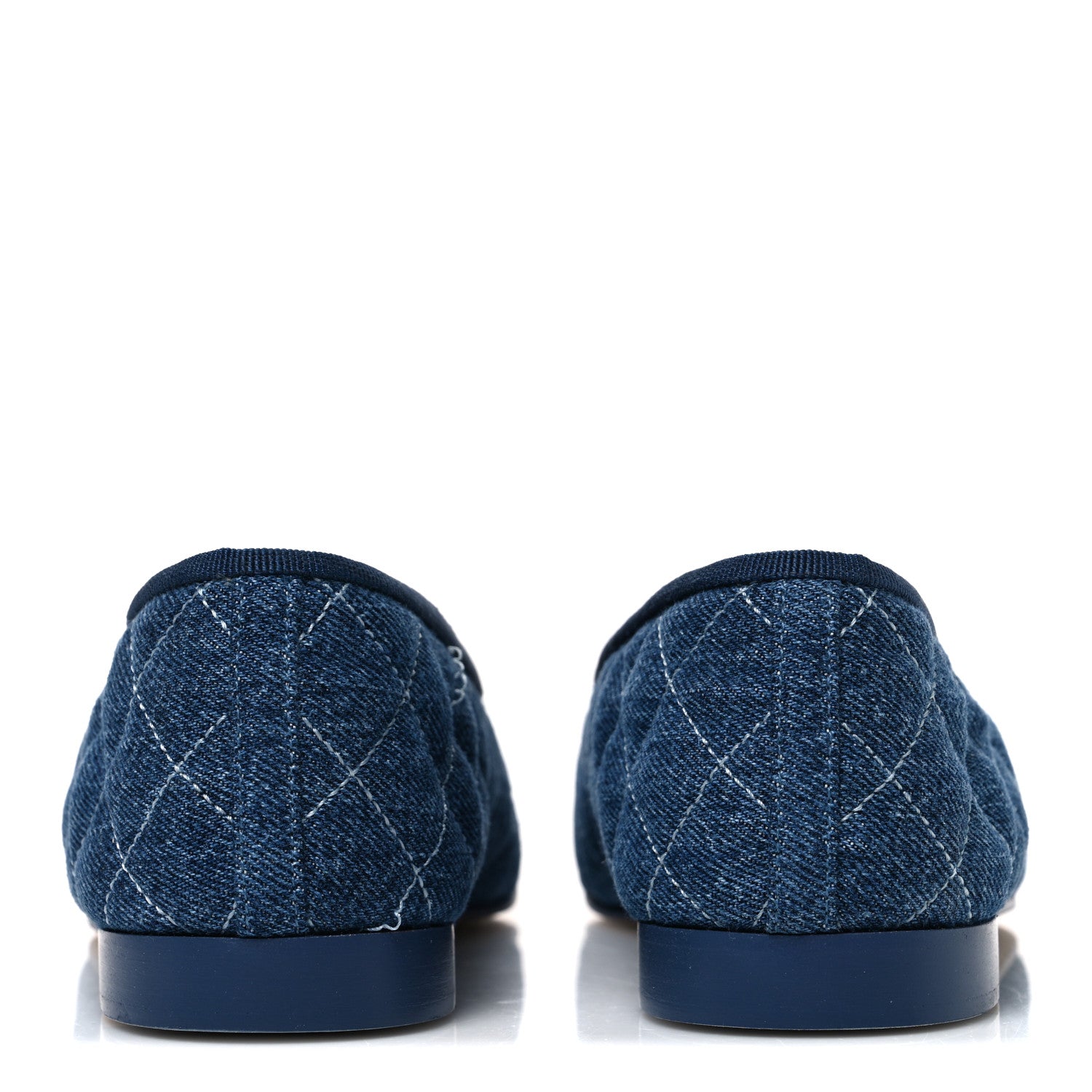 Chanel Washed Denim Quilted Cap Toe CC Ballerina Flats 38 Blue 6 of 12