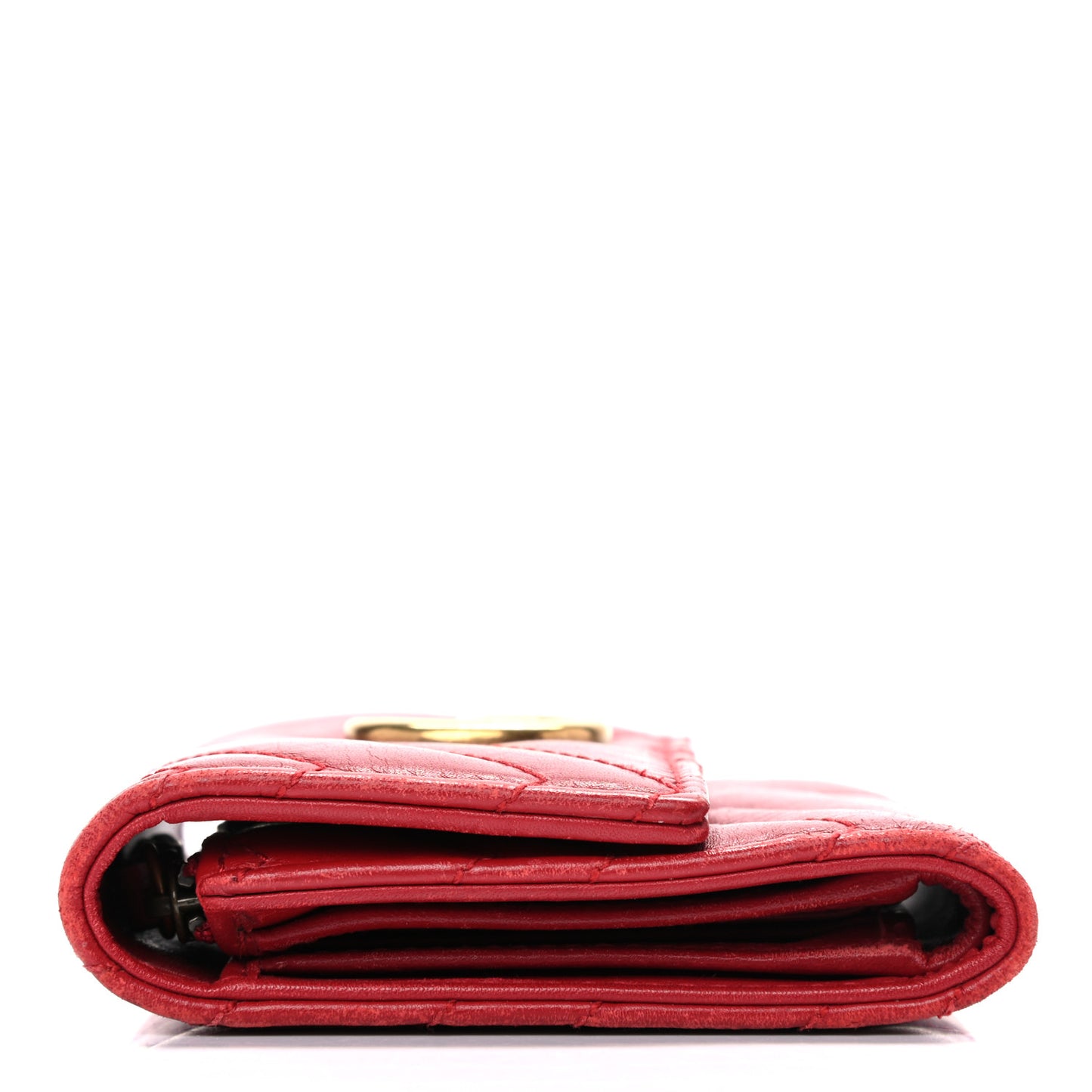 Calfskin Matelasse GG Marmont Wallet Hibiscus Red