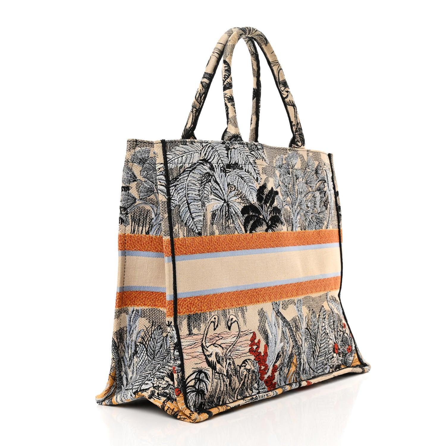 Christian Dior Canvas Embroidered Toile De Jouy Tropicalia Large Book Tote Denim Blue 3 of 15