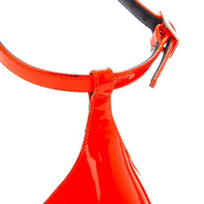 Saint Laurent Vitello Vernice Jane 80 Ankle Strap Sandals 38.5 Orange Fluo 8 of 10