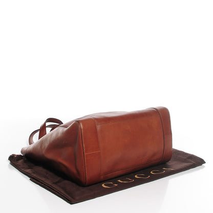 Gucci Washed Calfskin Medium Ribot Horse Heads Tote Brown 4 of 7