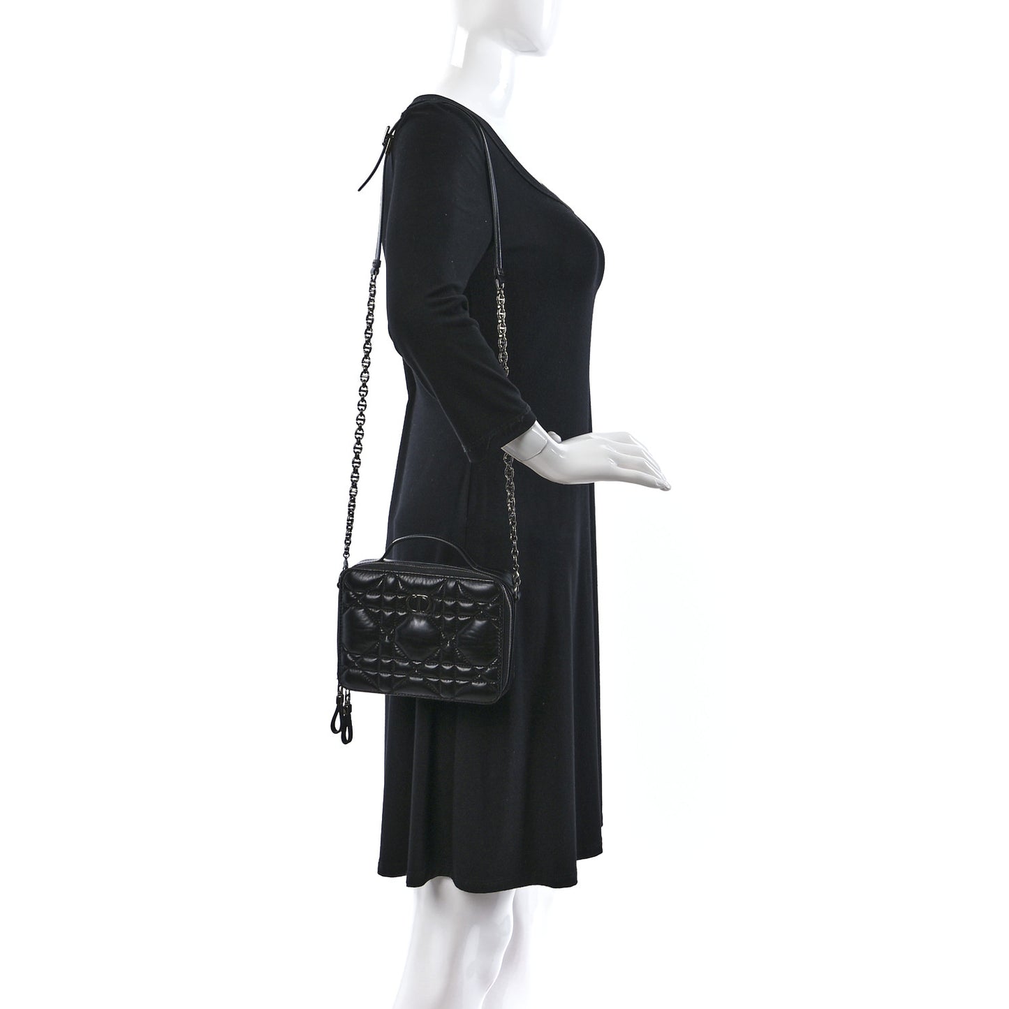 Calfskin Macrocannage Caro Box Bag Black