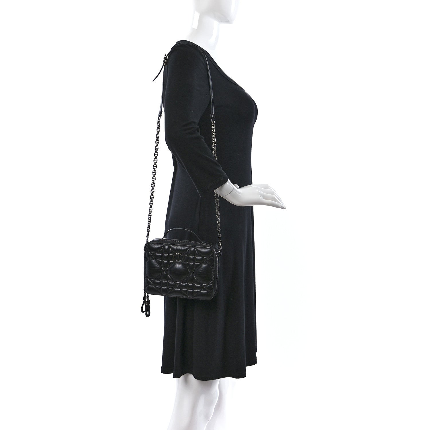 Christian Dior Calfskin Macrocannage Caro Box Bag Black 2 of 11