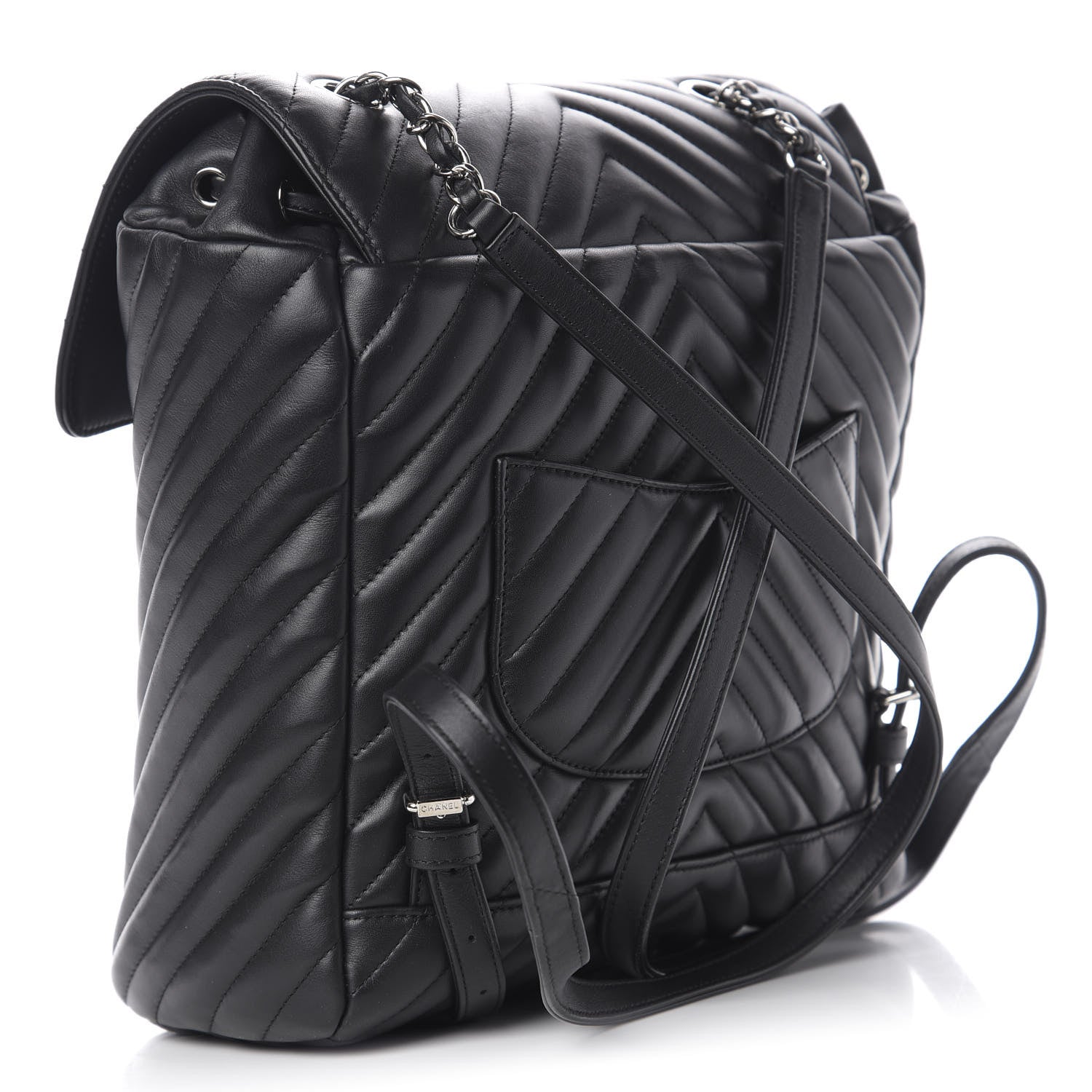 Chanel Calfskin Chevron Quilted Large Urban Spirit Backpack Black 2 of 9