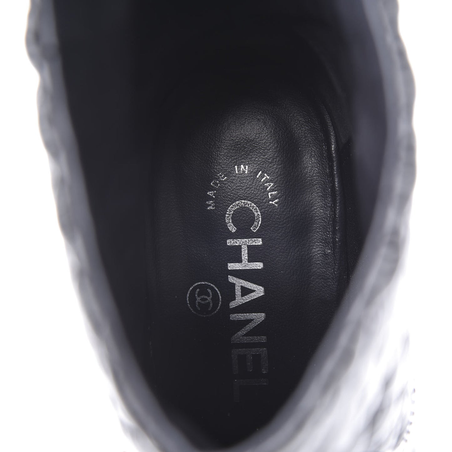 Calfskin Patent Quilted CC Short Boots 39.5 Black