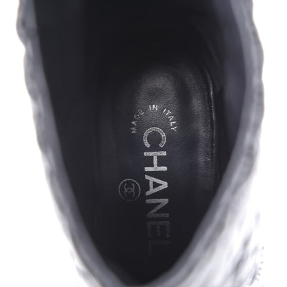 Chanel Calfskin Patent Quilted CC Short Boots 39.5 Black 8 of 11