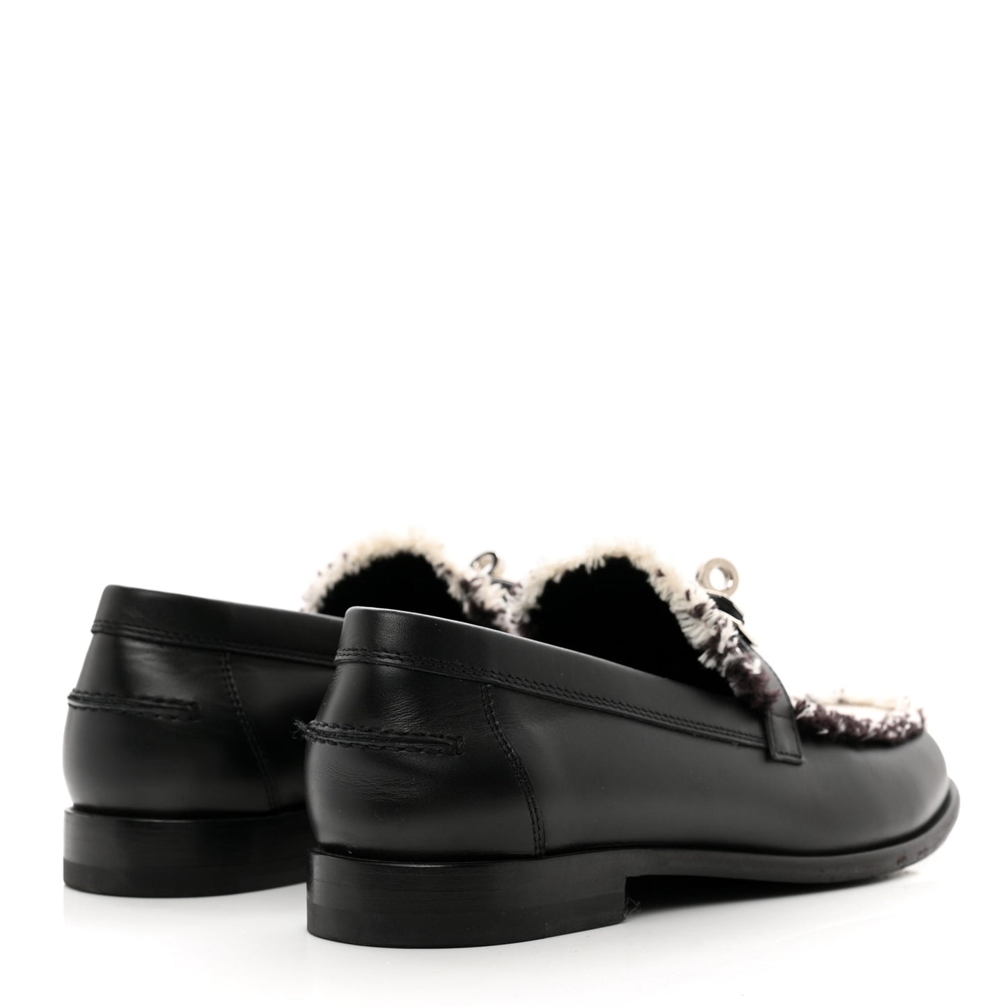 Toile Calfskin Fray Womens Destin Loafer 36.5 Black Prunoir