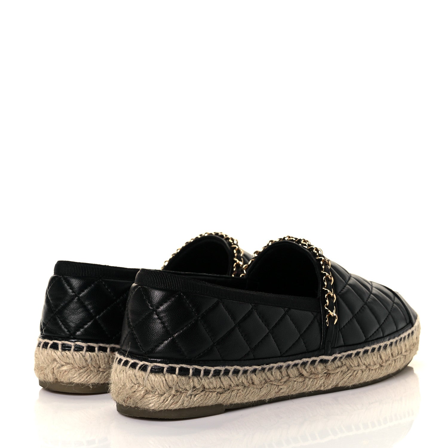 Chanel Lambskin Quilted CC Chain Espadrilles 39 Black 4 of 10