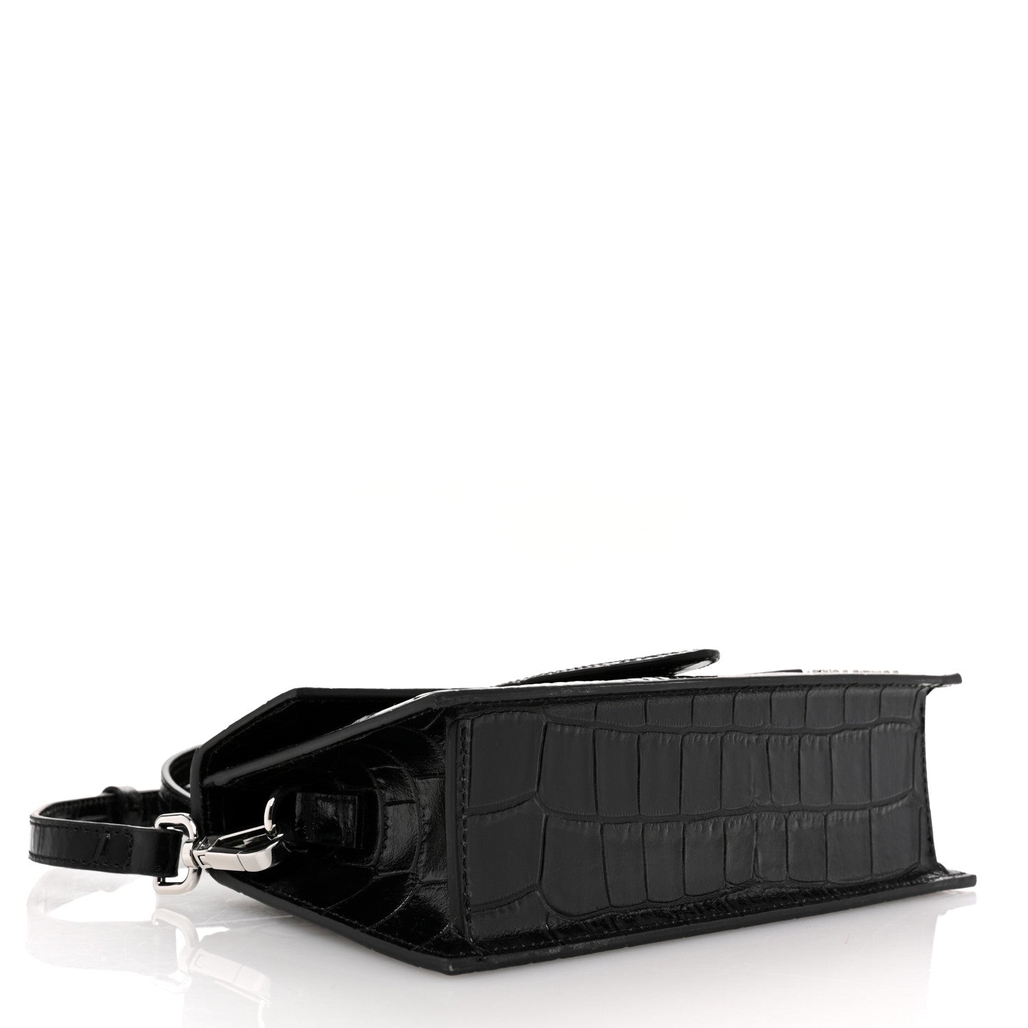 Jacquemus Calfskin Crocodile Embossed Le Grand Bambino Black 4 of 9