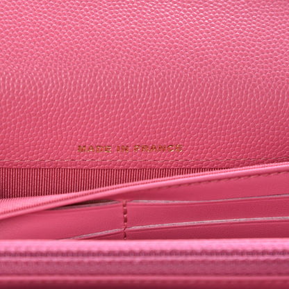 Chanel Caviar Quilted Large Gusset Flap Wallet Pink 7 of 11