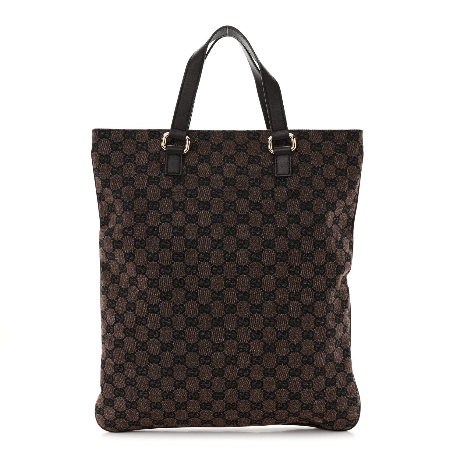 Gucci Calfskin Canvas Monogram Flat Vertical Tote Brown 1 of 11