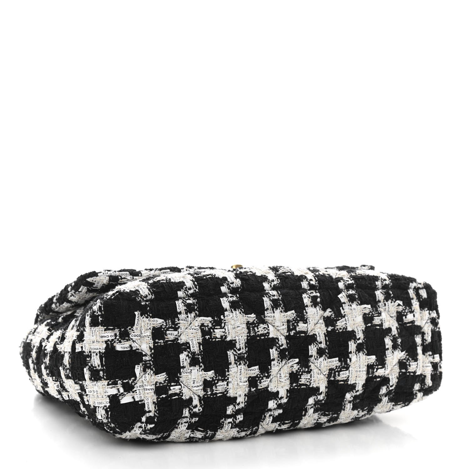 Chanel Tweed Quilted Large Chanel 19 Flap Black Ecru White 4 of 11