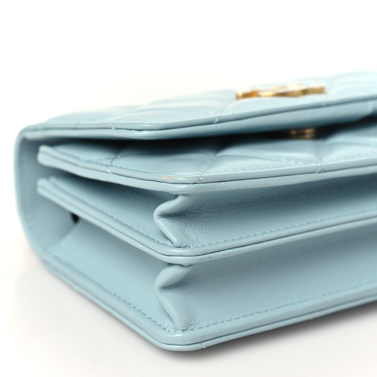 Chanel Lambskin Enamel Quilted Pending CC Clutch With Chain Light Blue 8 of 9