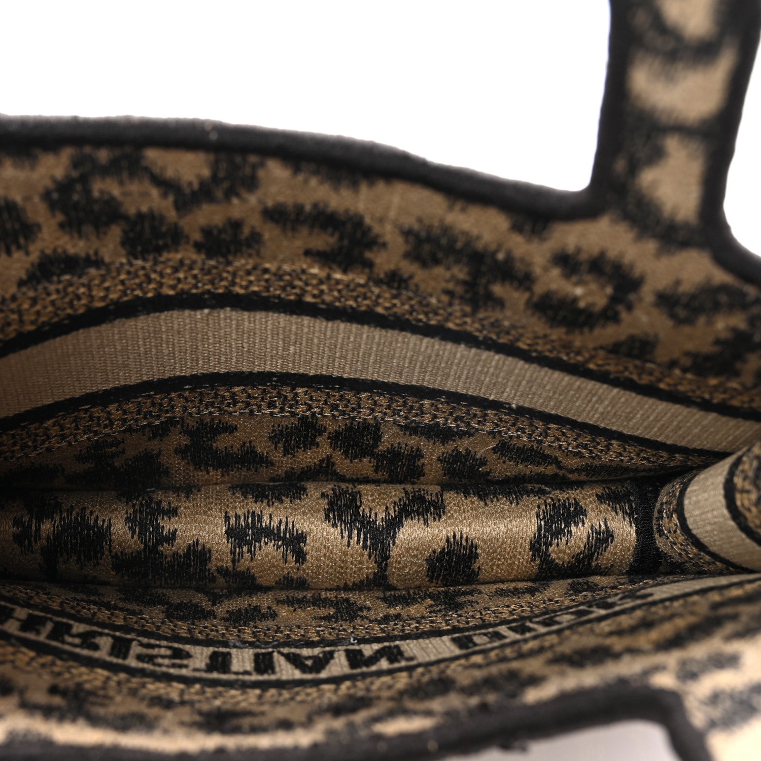 Christian Dior Canvas Mizza Embroidered Mini Leopard Book Tote Beige 5 of 10