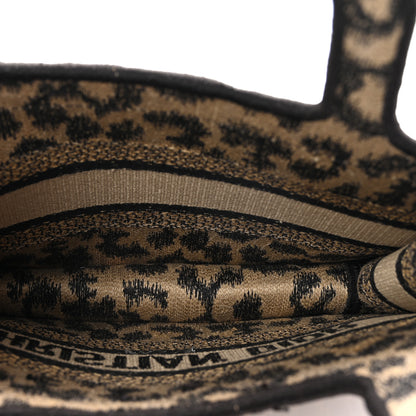 Christian Dior Canvas Mizza Embroidered Mini Leopard Book Tote Beige 5 of 10