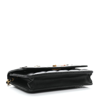 Chanel Aged Calfskin Quilted Lucky Charms 2.55 Reissue Wallet On Chain WOC Black 4 of 12