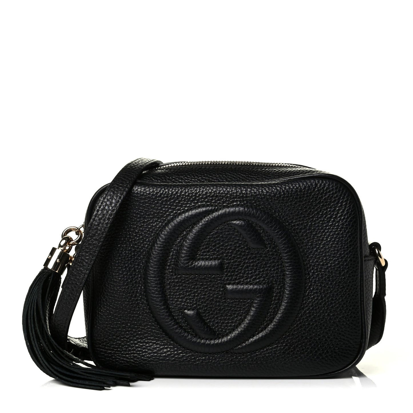 Pebbled Calfskin Small Soho Disco Bag Black