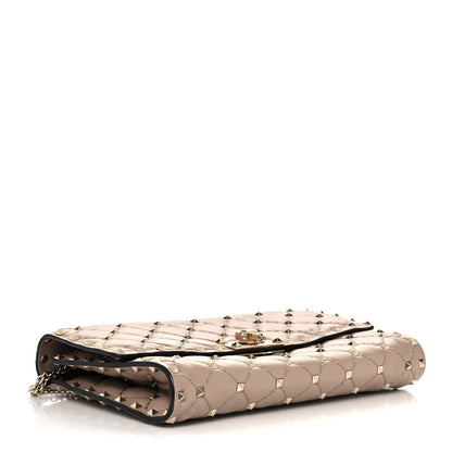 Valentino Garavani Lambskin Rockstud Spike Wallet on Chain Poudre 4 of 10