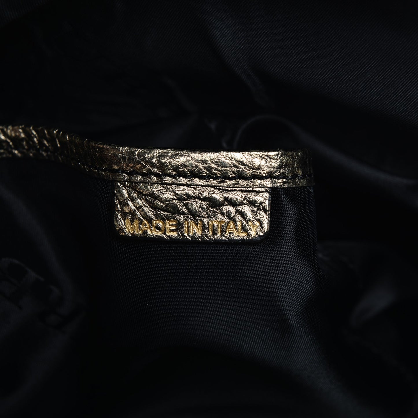 Metallic Grained Calfskin Medium Hobo Gold