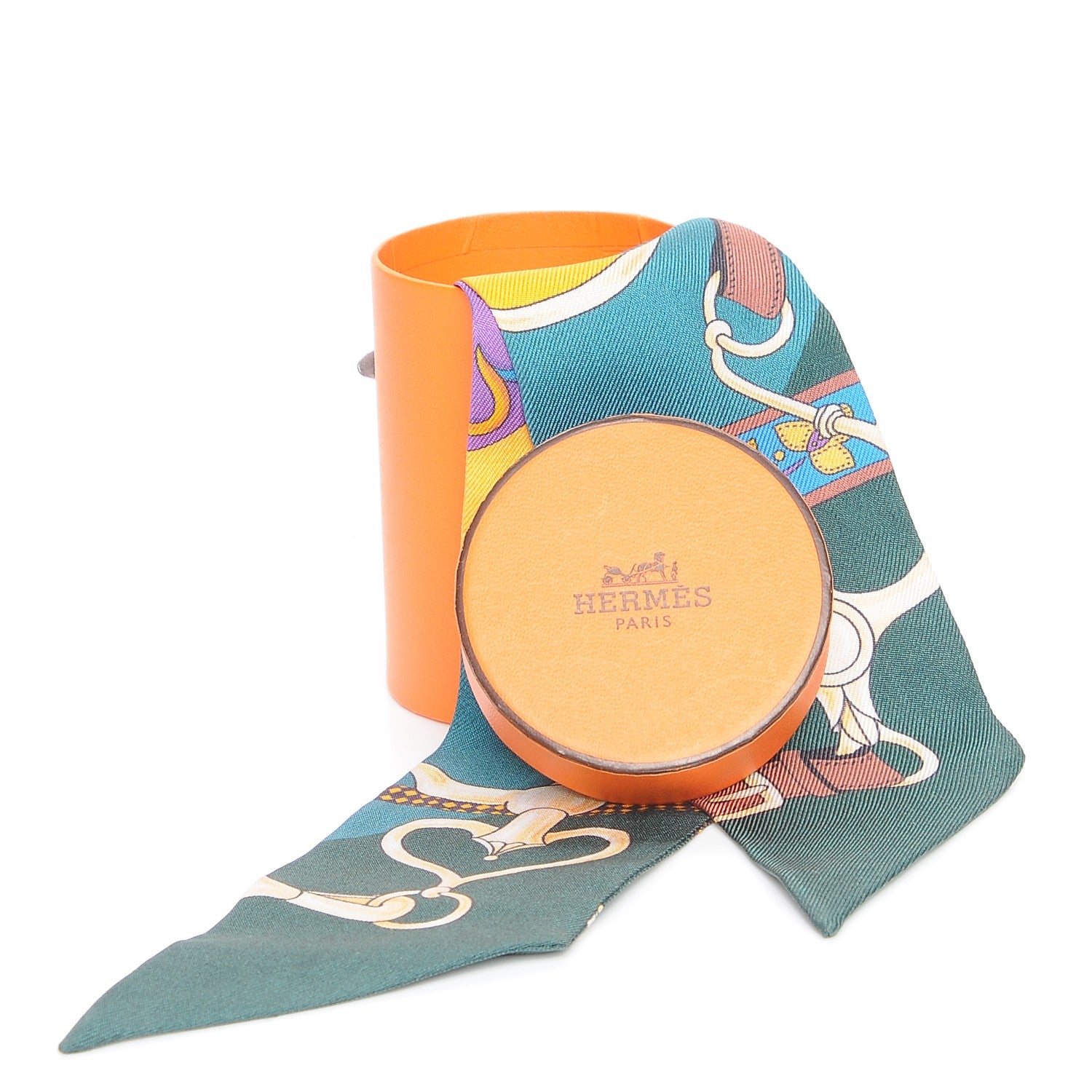 Hermes Silk Festival des Amazones Twilly Vert Bleu Soleil 5 of 5