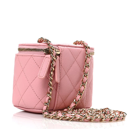 Chanel Caviar Quilted Mini Vanity Case With Chain Pink 3 of 9
