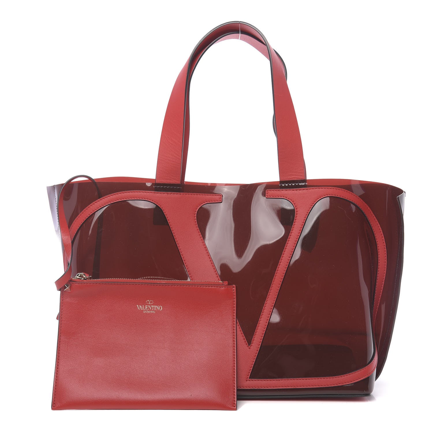 Valentino Garavani PVC Vlogo Small Escape Tote Red 1 of 9