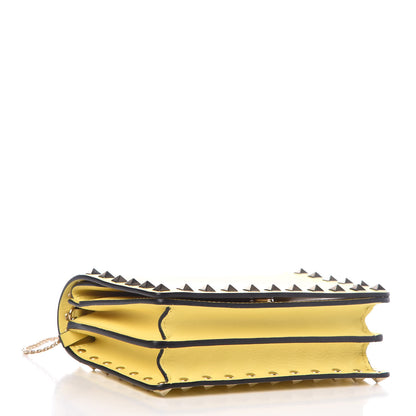 Valentino Garavani Calfskin Rockstud Wallet on Chain Light Yellow 4 of 10