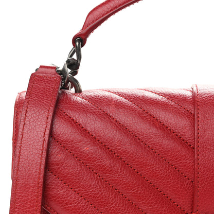 Saint Laurent Sheepskin Matelasse Chevron Monogram Medium College Bag Rouge 12 of 13