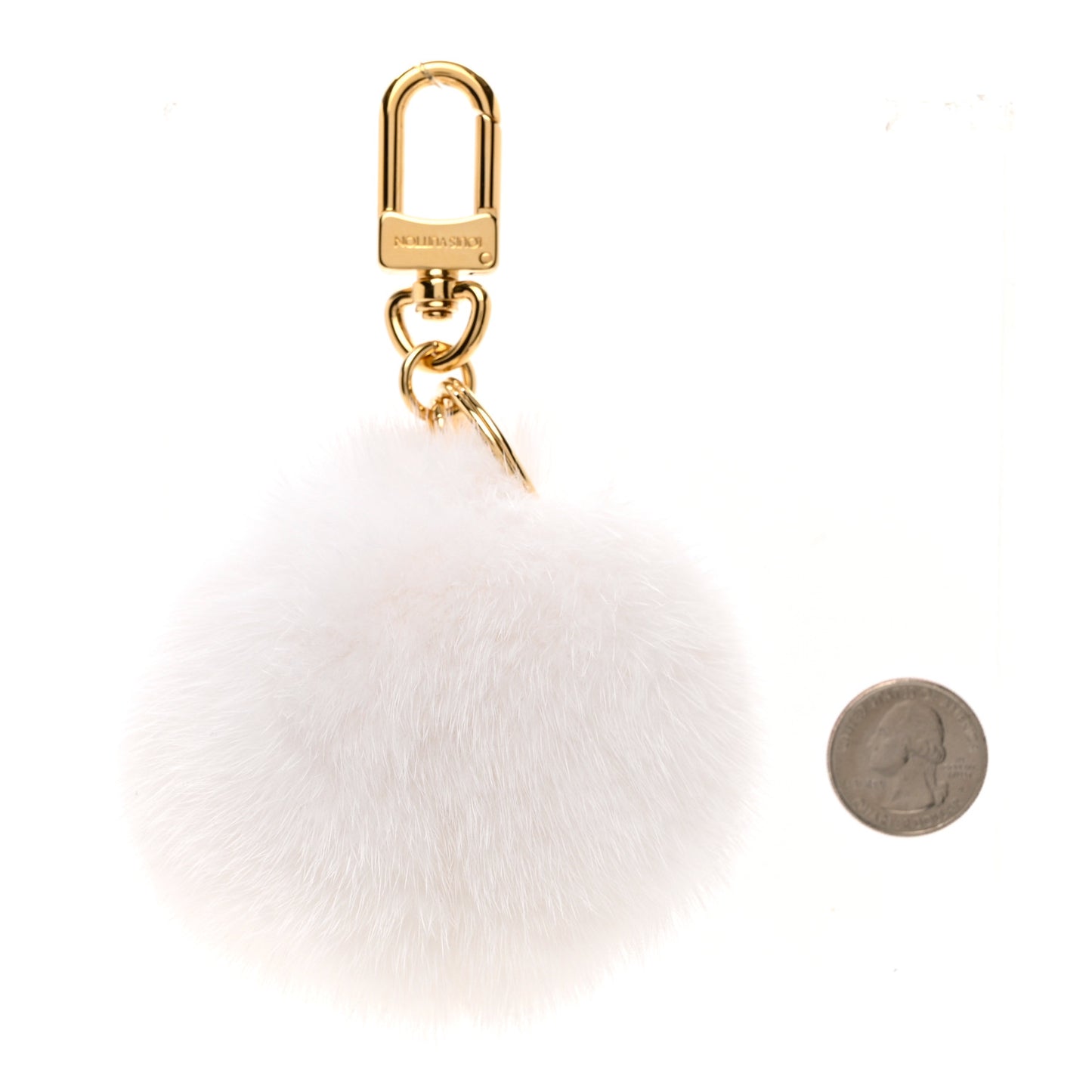 Mink Fur Calfskin Snow Vivienne Bag Charm & Key Holder White