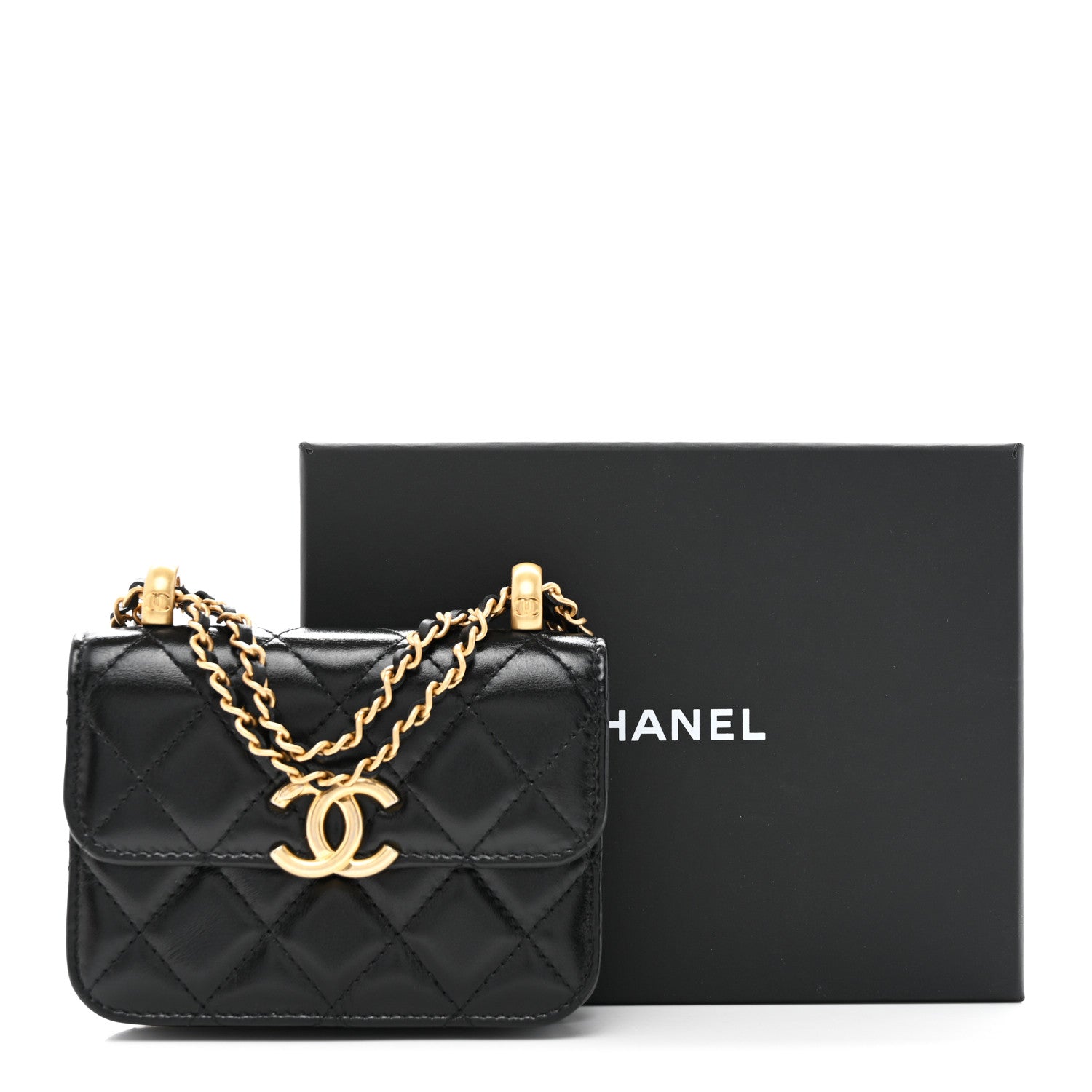 Chanel Calfskin Quilted Perfect Fit Coin Purse With Chain Black 12 of 12