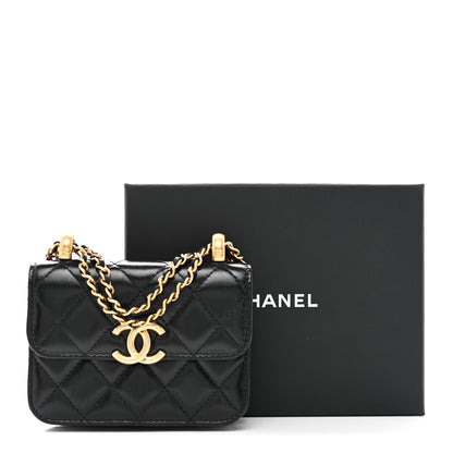 Chanel Calfskin Quilted Perfect Fit Coin Purse With Chain Black 12 of 12