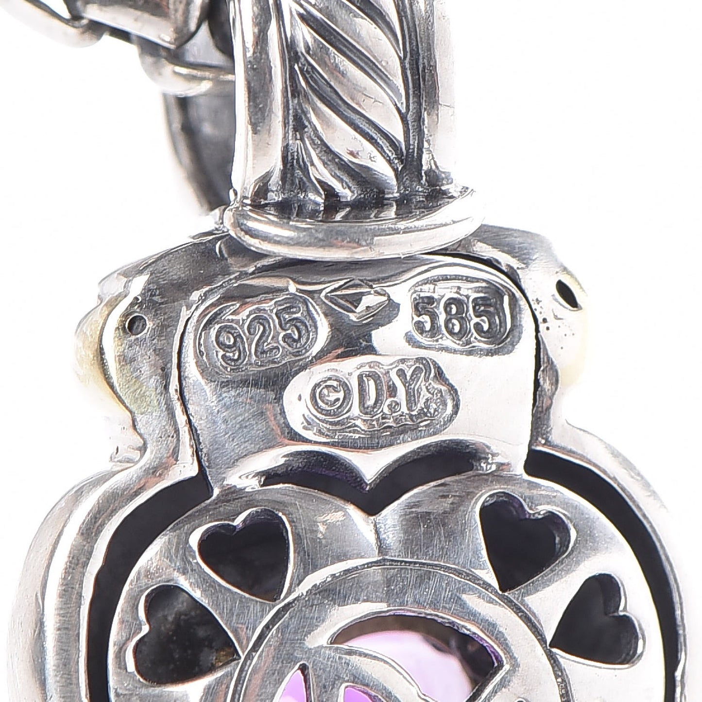 Sterling Silver 14K Yellow Gold Amethyst Heart Pendant Necklace