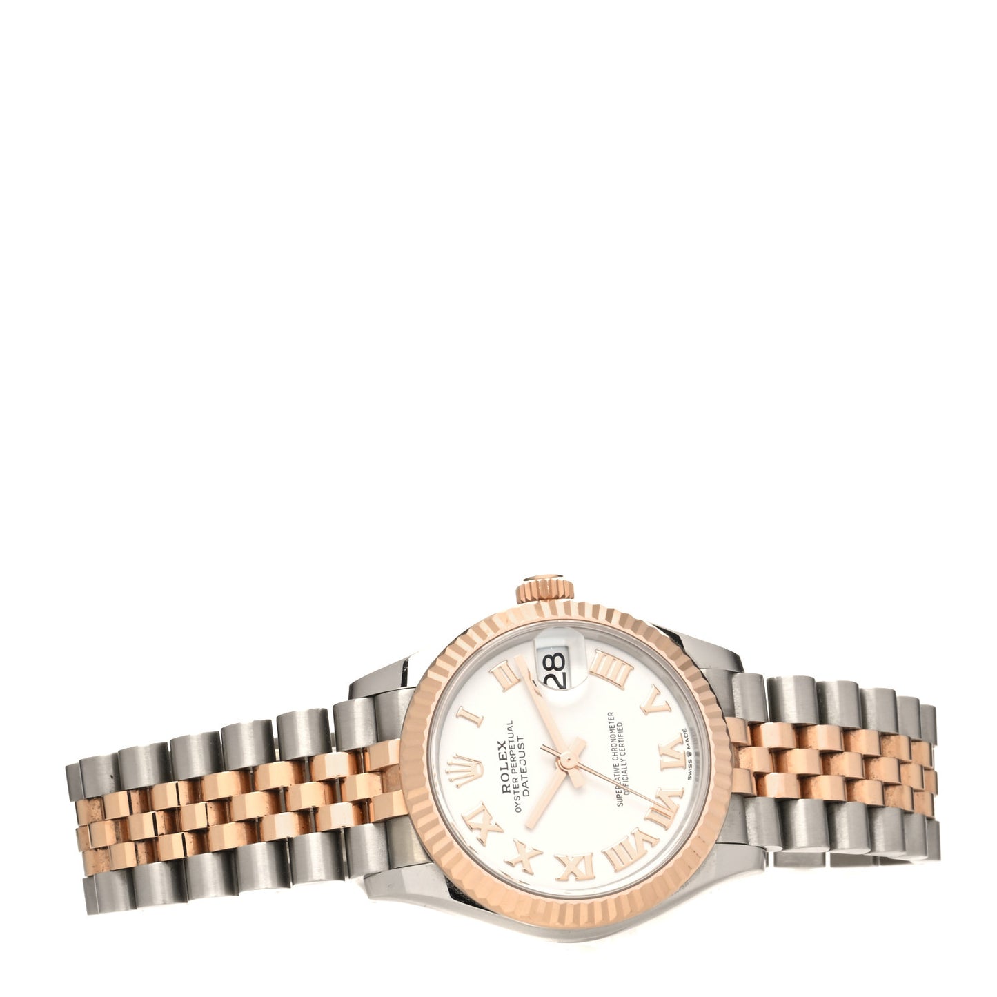 Stainless Steel 18K Everose Gold 31mm Oyster Perpetual Datejust Watch White Roman 278271