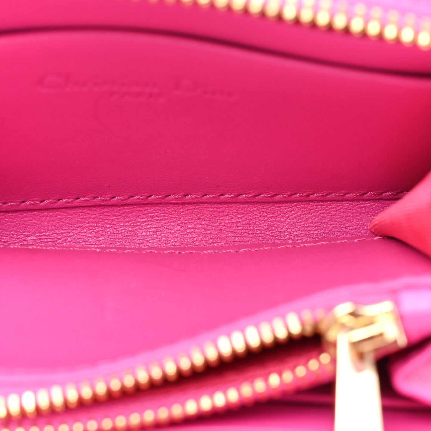 Lambskin Cannage Small Lady Dior Voyageur Coin Purse Fuchsia
