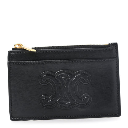 Celine Triomphe Calfskin Zipped Card Holder Black 1 of 8