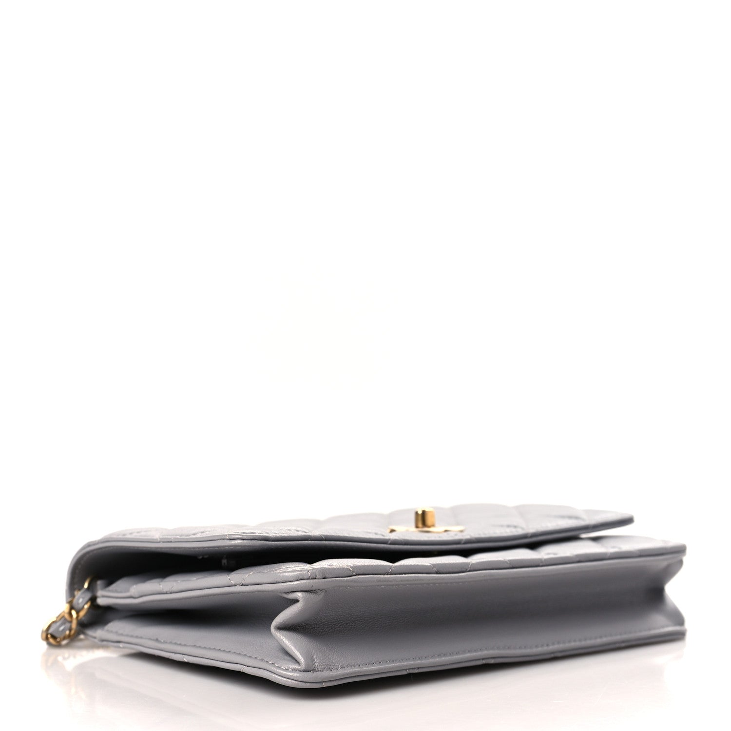 Chanel Lambskin Quilted CC Pearl Crush Wallet on Chain WOC Grey 4 of 11