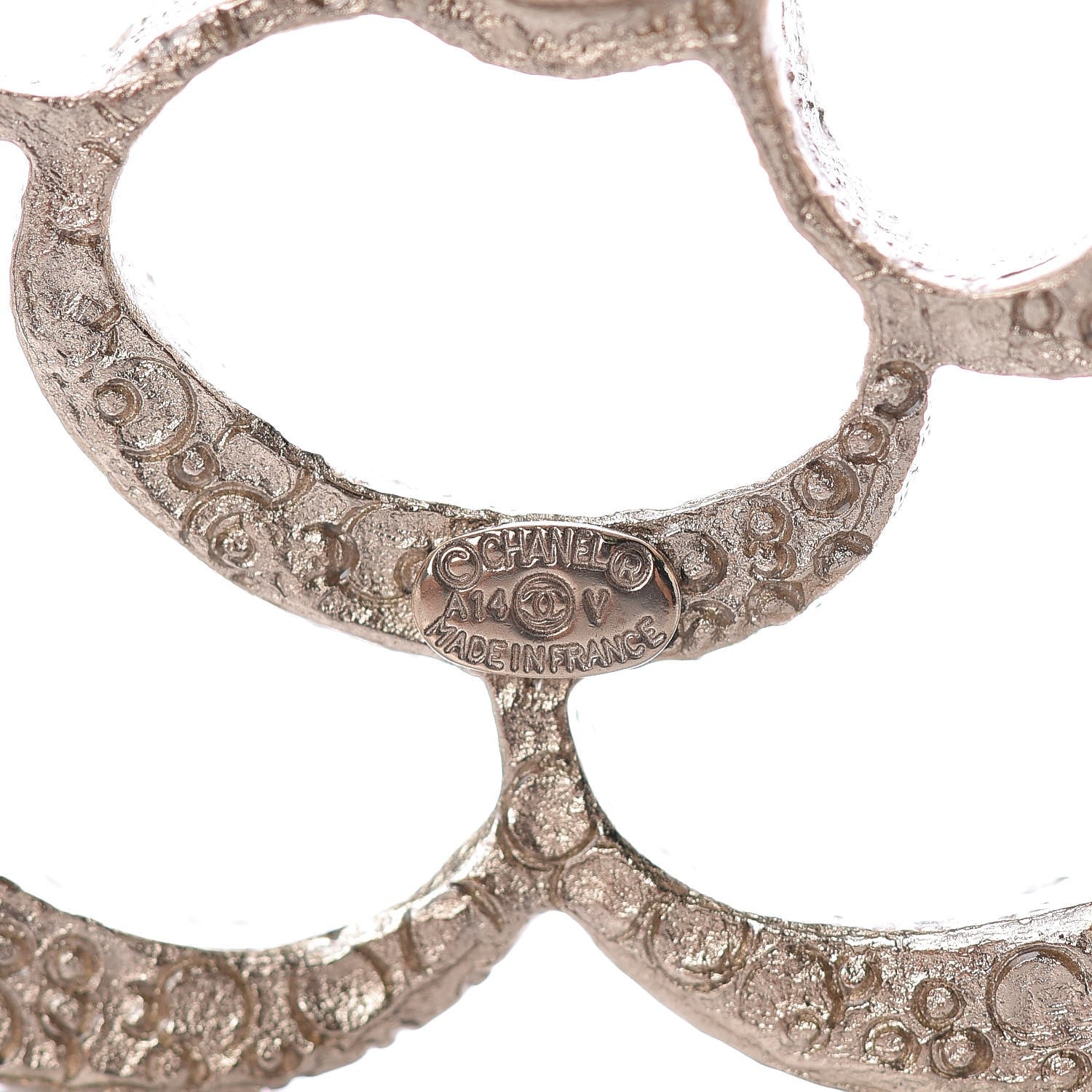 Chanel Pearl Crystal CC Camellia Brooch Light Gold 4 of 4