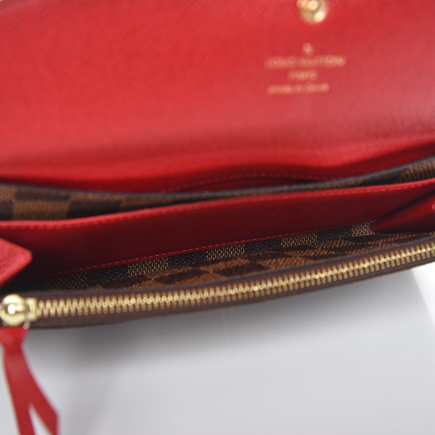 Damier Ebene Emilie Wallet Red