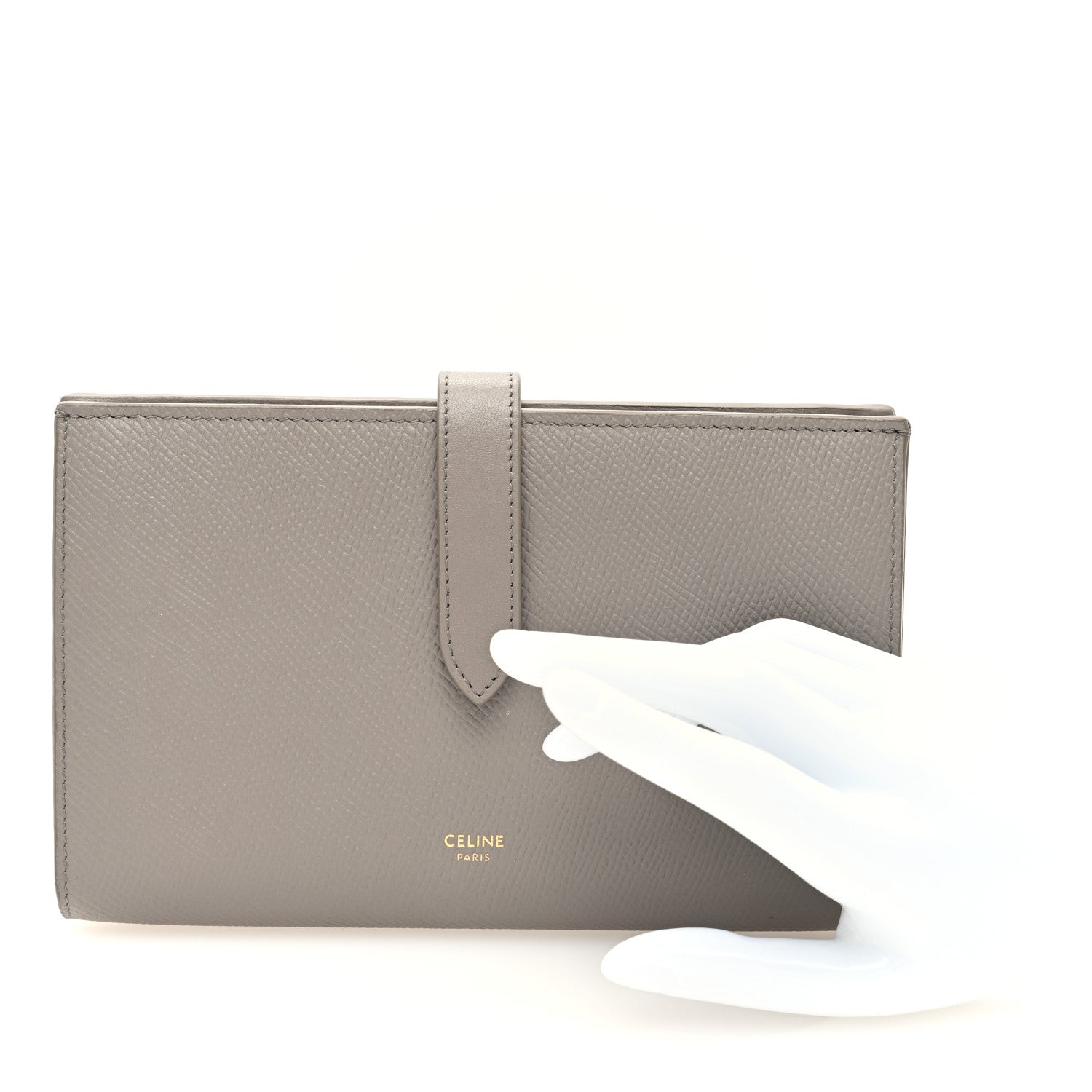 Celine Grained Calfskin Large Multifunction Strap Wallet Pebble 2 of 7