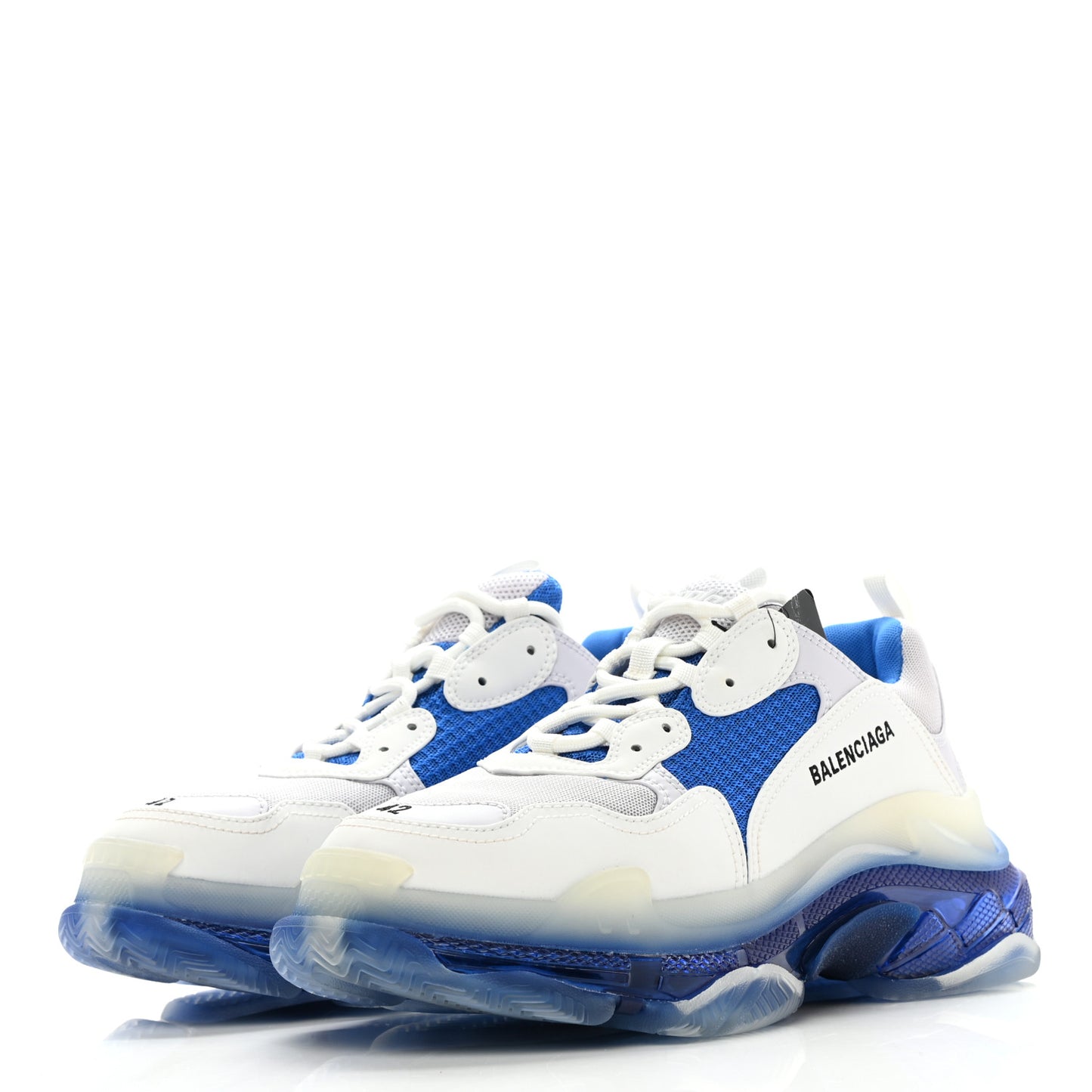 Fabric Mesh Clear Sole Mens Triple S Sneakers 42 White Blue Grey