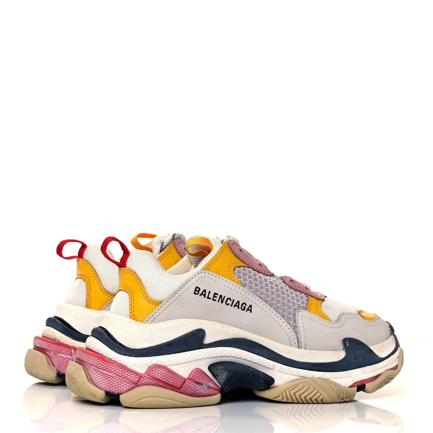 Balenciaga Mesh Nubuck Womens Triple S Sneakers 37 White Gris Jaune Rose 4 of 7