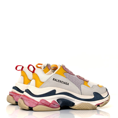 Balenciaga Mesh Nubuck Womens Triple S Sneakers 37 White Gris Jaune Rose 4 of 7