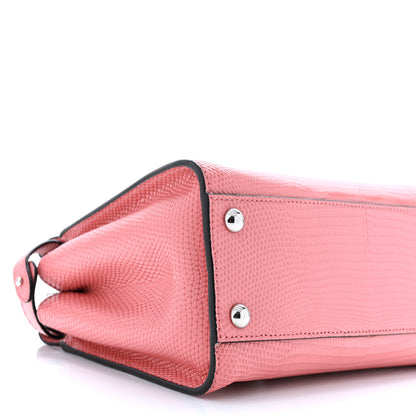 Fendi Lizard Nappa Mini Plexi Handle Peekaboo Iconic Satchel Pink Black 9 of 10