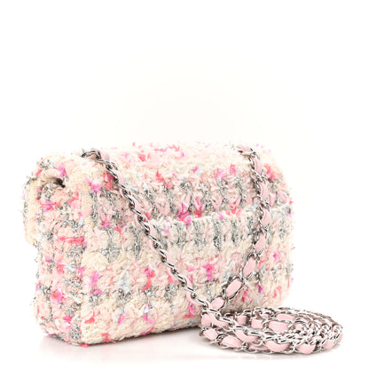 Chanel Tweed Quilted Mini Rectangular Flap Light Pink Silver Blue 3 of 10