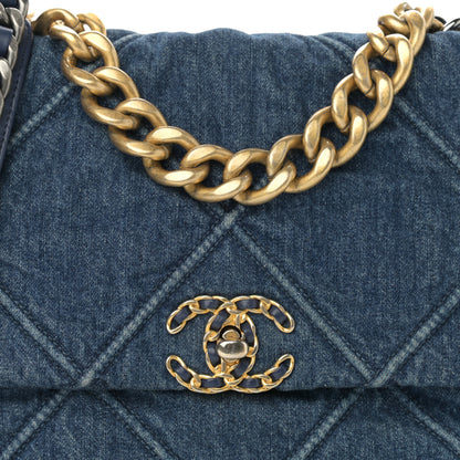 Chanel Denim Quilted Large Chanel 19 Flap Blue 8 of 11